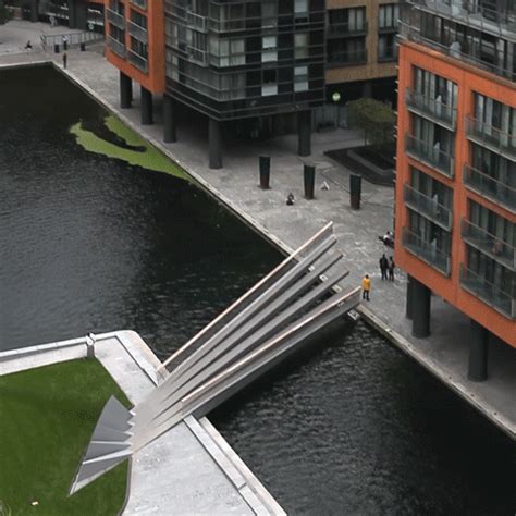 Movable Footbridge Fans Out Over Grand Union Canal In Paddington