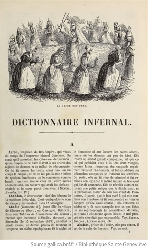 Dictionnaire Infernal R Pertoire Universel Des Tres Des Personnages