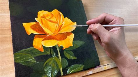 Yellow Rose / Acrylic Painting / Correa Art | Rose painting acrylic ...