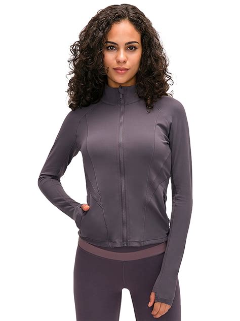 Womens Lightweight Full Zip Yoga Workout Running Track Sports Jacket