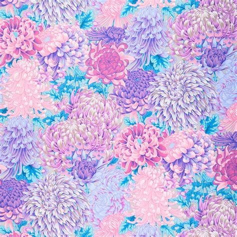 Kaffe Fassett Collective August 2021 Contrast Hokusai S Mums Grey Ya