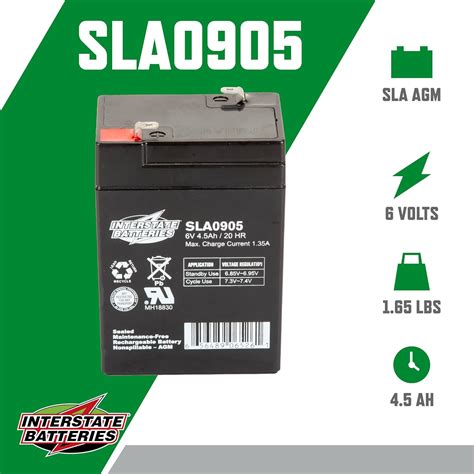 Interstate Batteries Batería recargable de 6V 4 5Ah SLA0905 Monitor