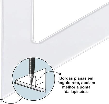 Esquadro Acrilico Desetec Sem Escalas Cm Trident