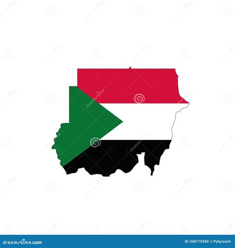 Sudan National Flag In A Shape Of Country Map Stock Vector