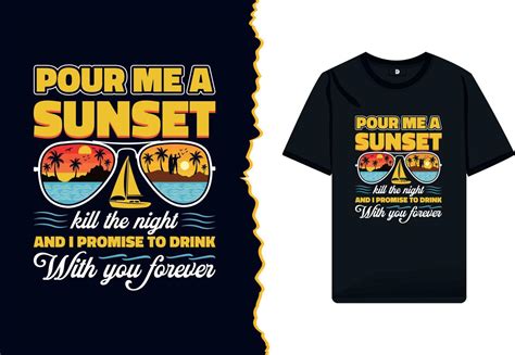 Summer Sunset Vector T Shirt Design Illustration For A Beach Party