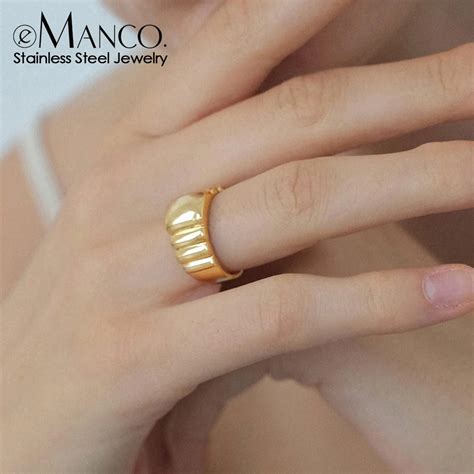 Emanco Bread Pattern Ring Stainless Steel Jewelry Twist