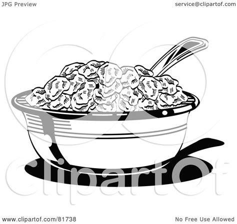 Royalty Free RF Clipart Illustration Of A Black And White Bowl Of