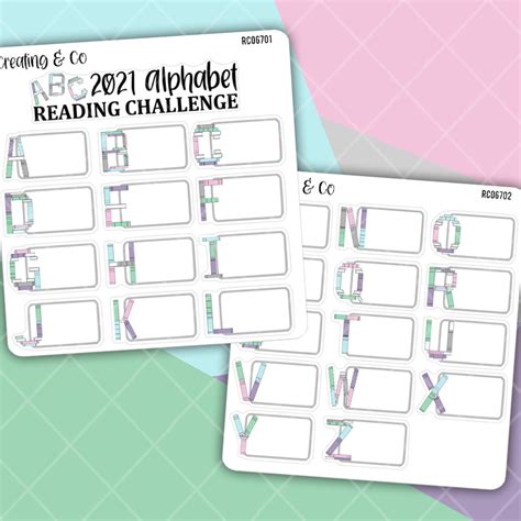 Alphabet Reading Challenge Sticker Set Etsy