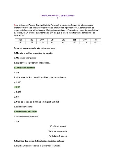 Ejercicios 7 Estadística Ejercicios De Estadística Ejercicios De Estadística Aplicada Docsity