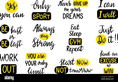 Motivation Sport Phrases Positive Motivational Lettering Elements