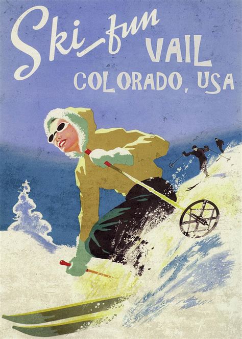 Ski Vail Colorado Vintage Retro Travel Poster Mixed Media By Design