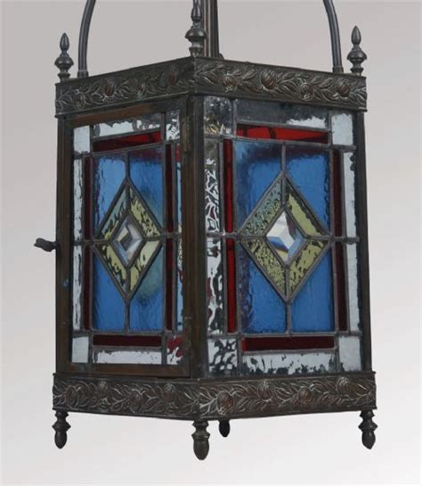 Victorian Leaded Glass Hall Lantern