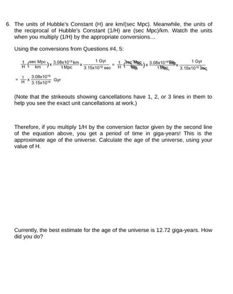 Solved 6. The units of Hubble's Constant (H) are km/(sec | Chegg.com