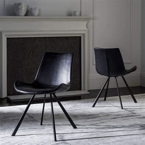 Chic Modern Black Dining Chairs With Faux Leather Upholstery Ergonomic