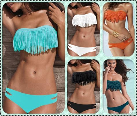 Padded Bandeau Fringe Hot Sexy Tassel Bikini Bikinis And Swimsuits