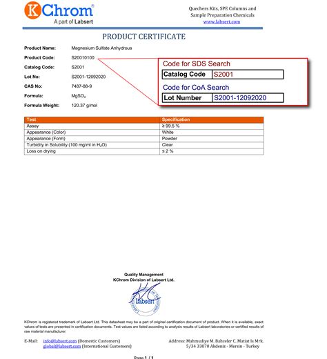 Sds And Coa Search