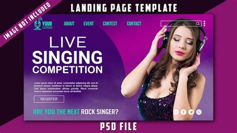 Premium Psd Live Singing Competition Landing Page Template Psd