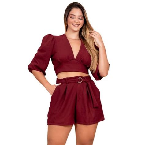 Conjunto Feminino Blusa Short Roupas Femininas Bellucy Modas