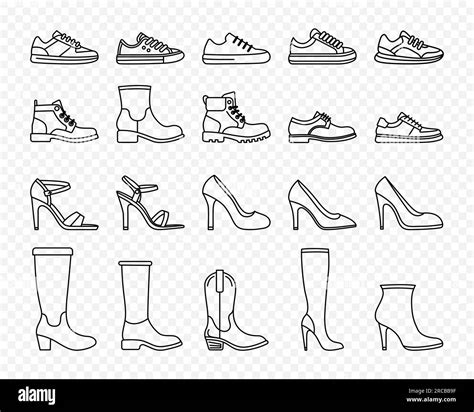 Flta Vector Linear Male And Female Shoes Icon Set Isolated Sneakers