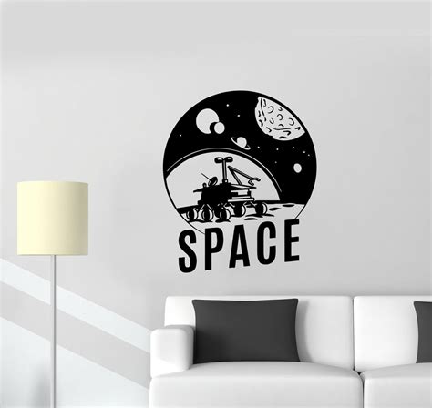 Wall Decal Space Moon Planets Solar System Spacecraft Stars Vinyl Stic — Wallstickers4you