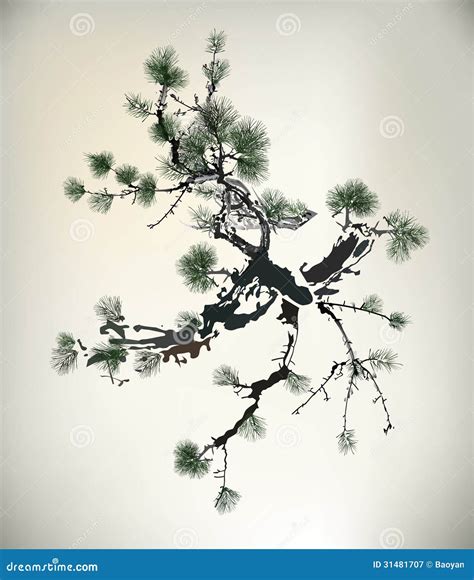 Ink Style Pine Tree Stock Vector Illustration Of Mist 31481707