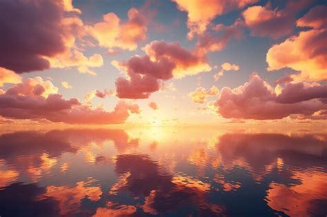 Premium Ai Image Beautiful Dramatic Cloudscape With Wide Sea Lake And