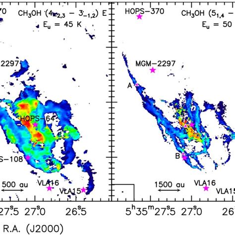 Velocity Maps Of Ch Oh And Sio Towards Omc Fir Left Panel