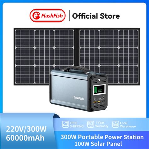 Flashfish W Mah Solar Generator Portable Power Station With