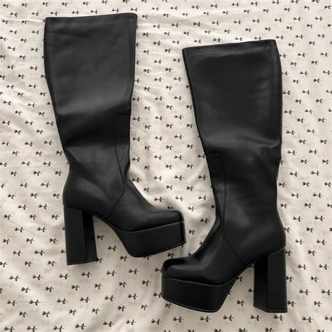 WHATTA SHOWDOWN WIDE CALF PLATFORM KNEE HIGH BOOTS Depop