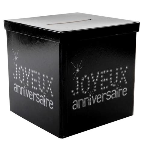 Urne Tirelire Noire Joyeux Anniversaire D Co Table