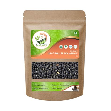 USDA Organic Certified Simply Jaivik Urad Dal Whole Black 1Kg Organic