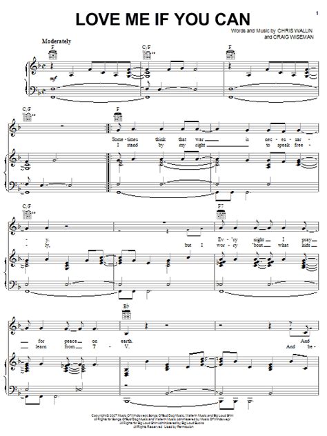 Love Me If You Can By Toby Keith Sheet Music For Piano Vocal And Guitar