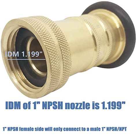 Snapklik 1 NPSH Fire Hose Nozzle 100 Psi 36 Gpm Brass Fire