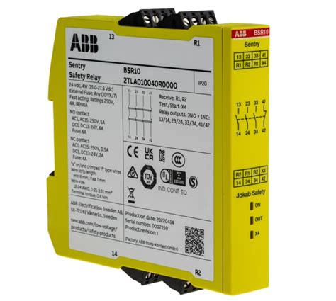 2TLA010040R0000 Sentry BSR10 24VDC ABB Jokab ABB Jokab Single Channel