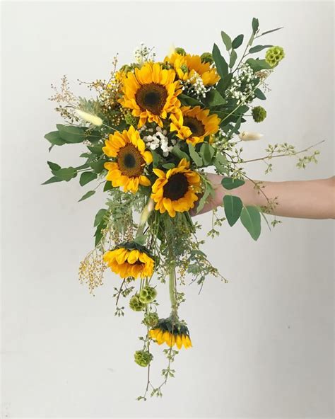 Cascading Sunflower Bridal Bouquet By Eufloria 001 Sunflower Bridal Bouquet Sunflower