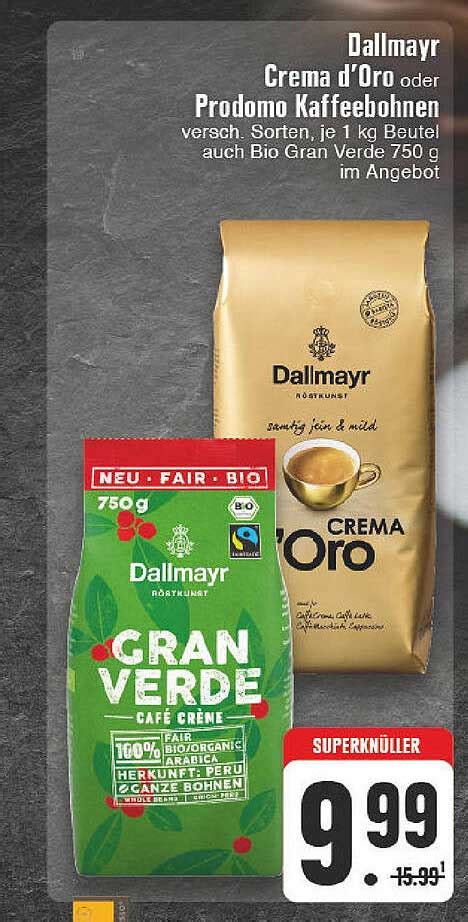 Dallmayr Crema D Oro Oder Prodomo Kaffeebohnen Angebot Bei E Center