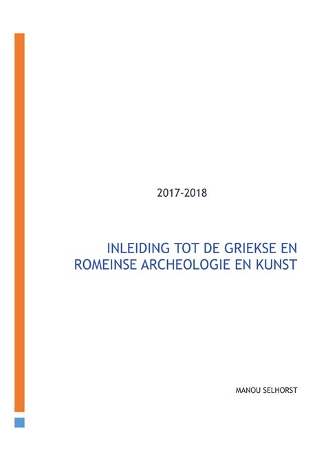 Griekse Archeologie Lesnotities Inleiding Tot De Griekse En Romeinse