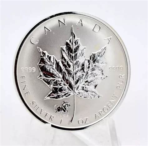 1 OZ SILBER Maple Leaf 2002 Privy Mark Lunar Pferd Horse Lagerräumung