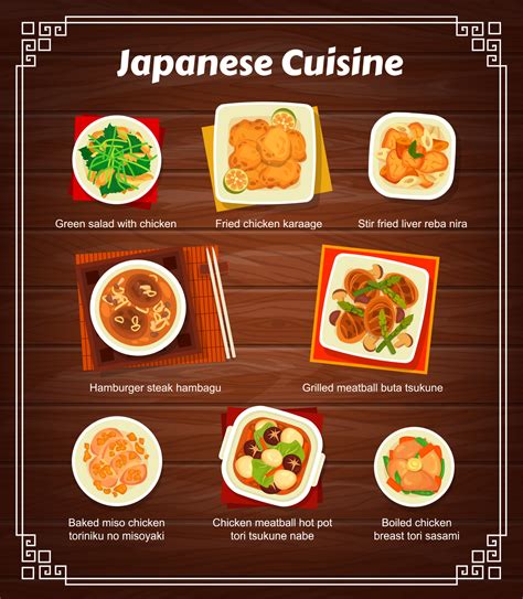 japanese cuisine vector menu japan food meals  vector art