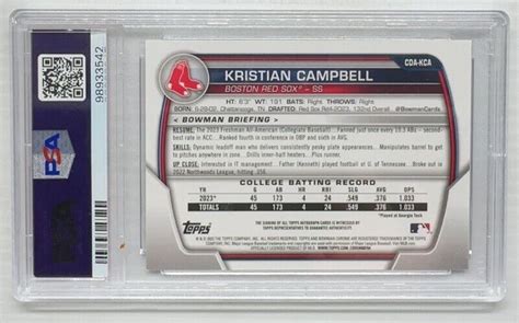 Bowman Chrome Draft Kristian Campbell St Prospect Auto Autograph