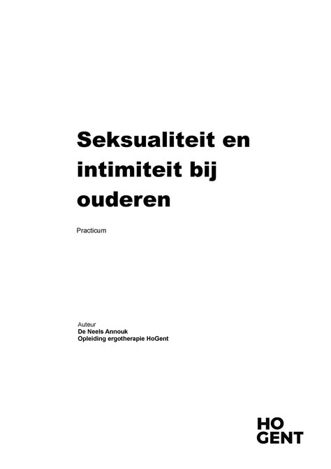 Practicum Seksualiteit En Intimiteit Seksualiteit En Intimiteit Bij