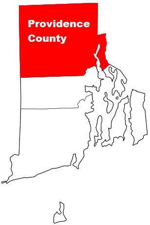 Providence County on the map of Rhode Island 2024. Cities, roads ...