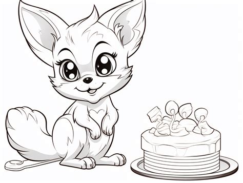 Friendly Fennec Fox Drawing - Coloring Page