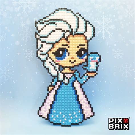 Elsa Frozen 2 Pixel Art With Pix Brix Pixel Art Frozen Cross Stitch