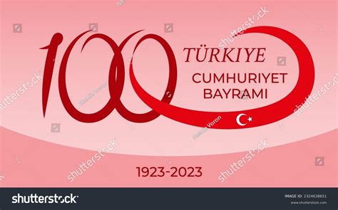 Cumhuriyet Bayrami Translation Turkey Republic Day Stock Vector