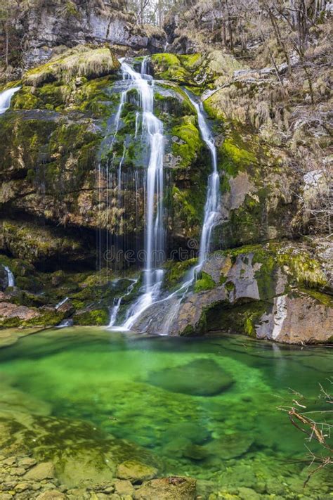 Waterfall Virje Slap Virje Triglavski National Park Slovenia Stock