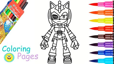 Cyborg Rusty Rose Sonic Prime Coloring Pages How To Color Rusty Rose Youtube