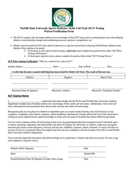 Fillable Online Nsu Sickle Cell Test Form Fax Email Print Pdffiller