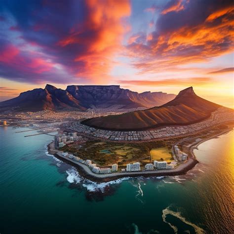 Premium Photo | Aerial View of Cape Town South Africa with Table Mountain