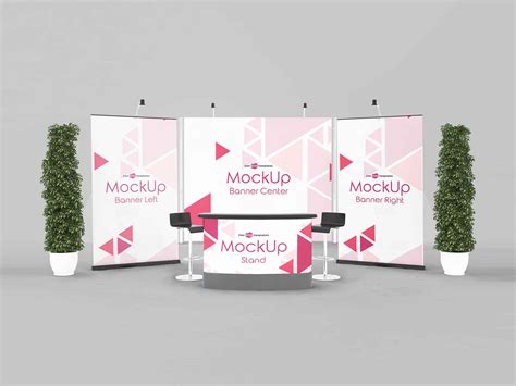 3 Exhibition Stand Mockups PSD